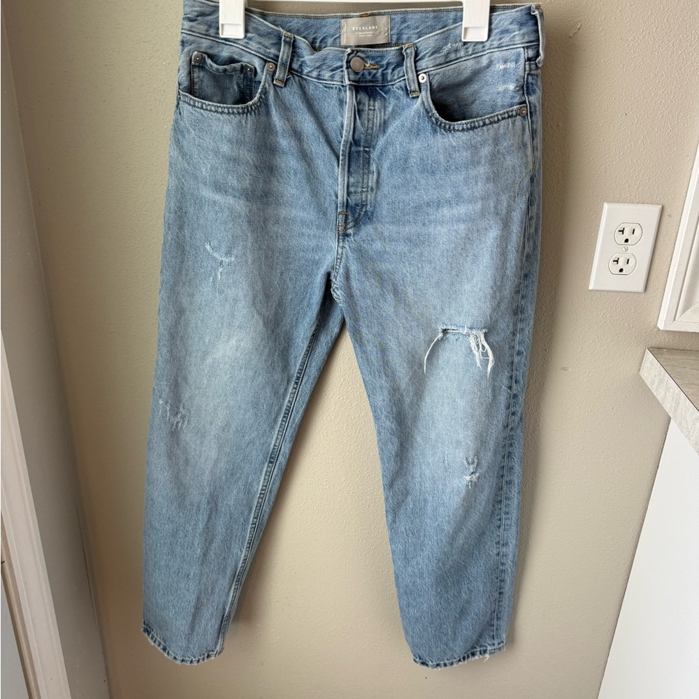 Everlane The Relaxed Straight Fit Blue Button Fly Jeans